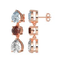Pear Drop Three-Stone Dangling Earrings