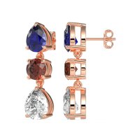 Pear Drop Three-Stone Dangling Earrings