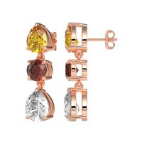 Pear Drop Three-Stone Dangling Earrings
