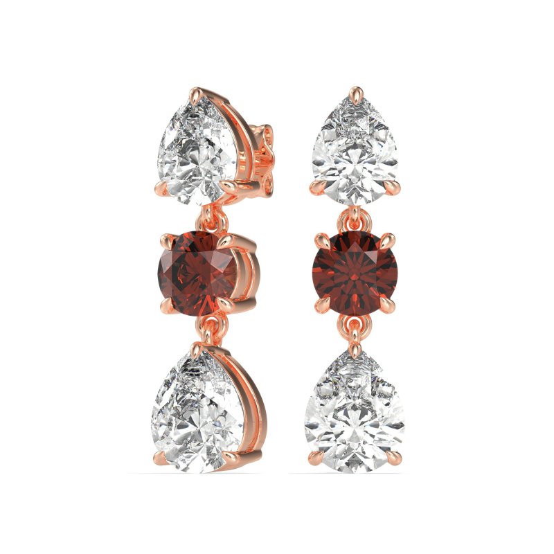 Pear Drop Three-Stone Dangling Earrings