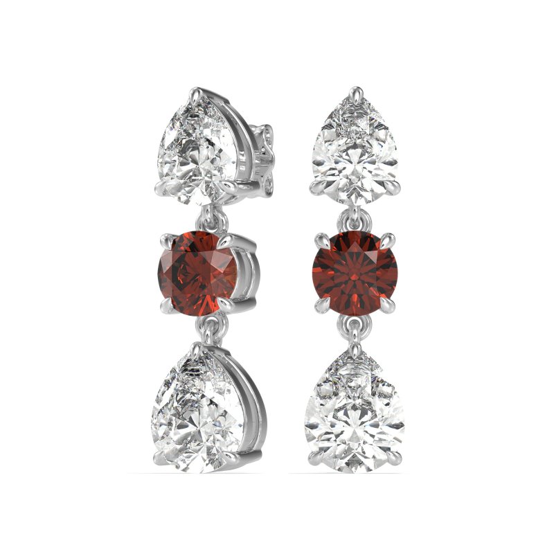 Pear Drop Three-Stone Dangling Earrings