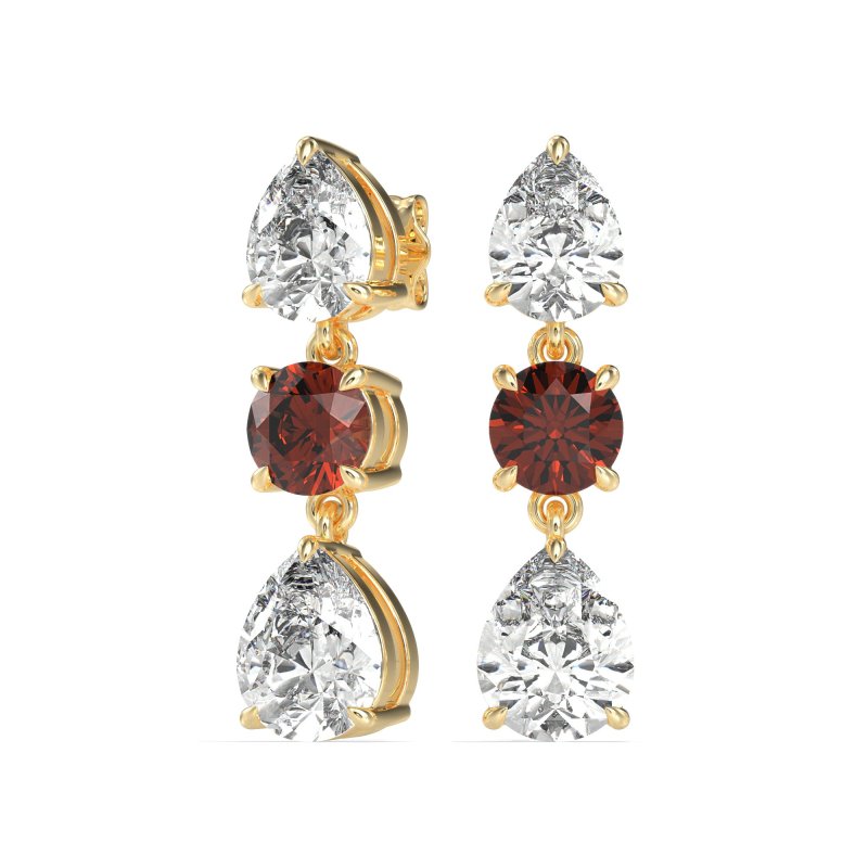 Pear Drop Three-Stone Dangling Earrings