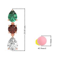 Pear Drop Three-Stone Dangling Earrings