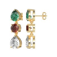 Pear Drop Three-Stone Dangling Earrings