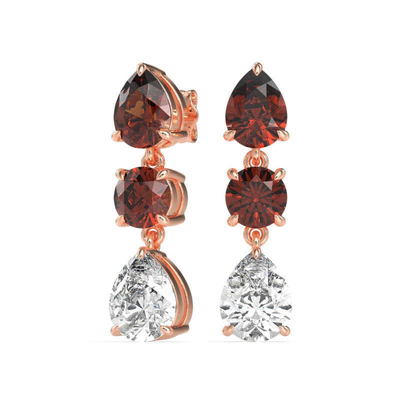 Pear Drop Three-Stone Dangling Earrings