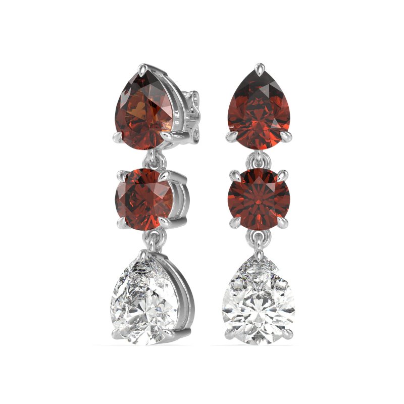 Pear Drop Three-Stone Dangling Earrings