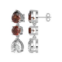 Pear Drop Three-Stone Dangling Earrings