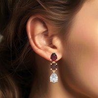 Pear Drop Three-Stone Dangling Earrings