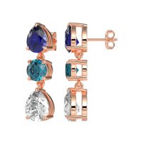 Pear Drop Three-Stone Dangling Earrings