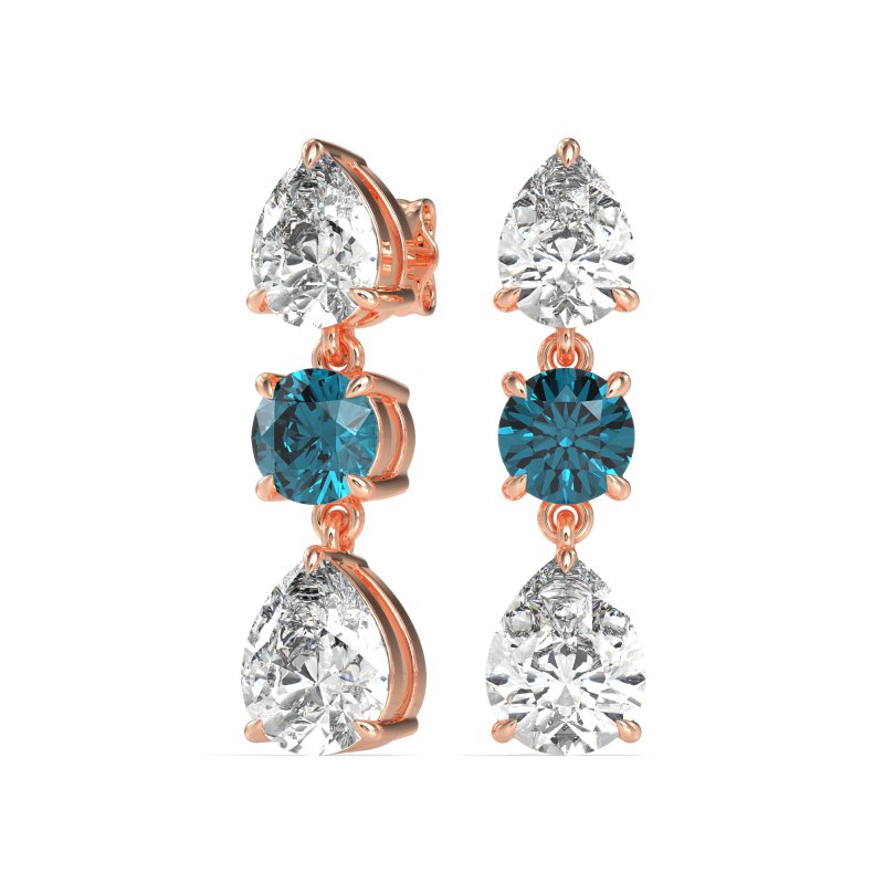 Pear Drop Three-Stone Dangling Earrings