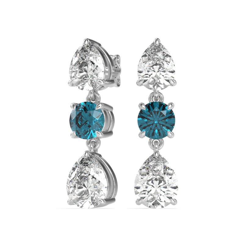 Pear Drop Three-Stone Dangling Earrings