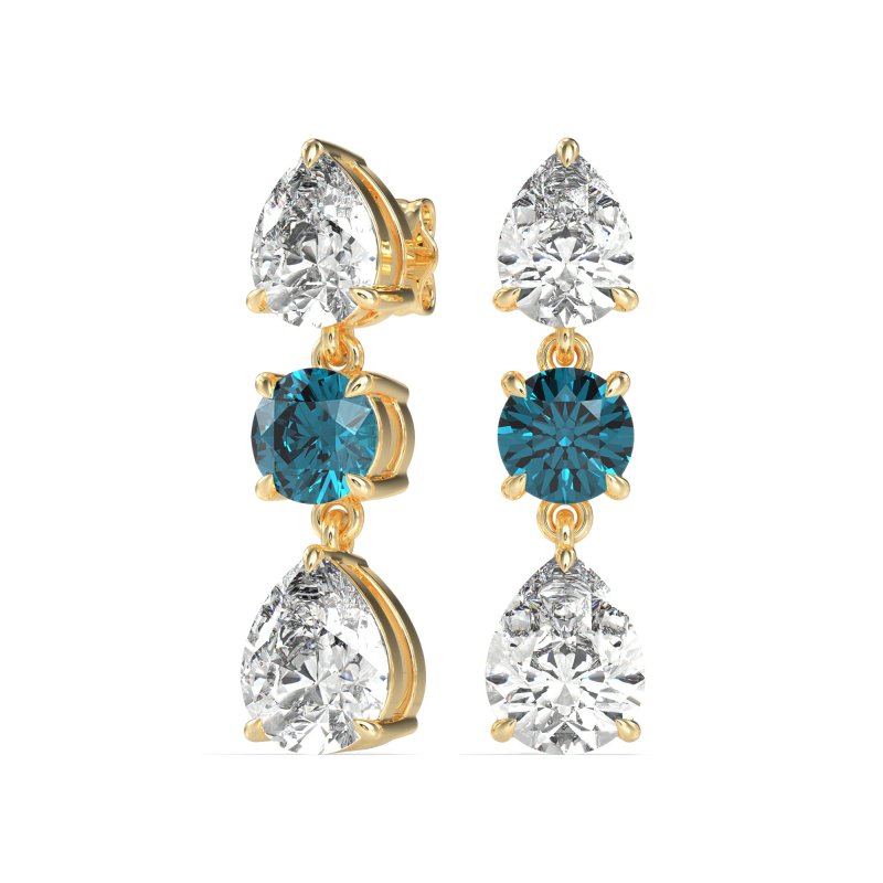 Pear Drop Three-Stone Dangling Earrings