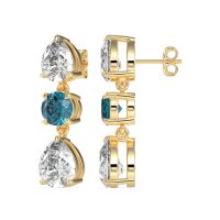 Pear Drop Three-Stone Dangling Earrings