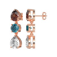 Pear Drop Three-Stone Dangling Earrings