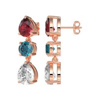 Pear Drop Three-Stone Dangling Earrings