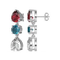 Pear Drop Three-Stone Dangling Earrings
