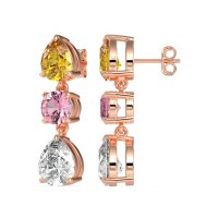 Pear Drop Three-Stone Dangling Earrings