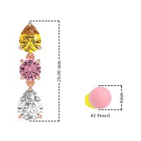 Pear Drop Three-Stone Dangling Earrings