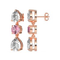 Pear Drop Three-Stone Dangling Earrings