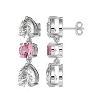 Pear Drop Three-Stone Dangling Earrings