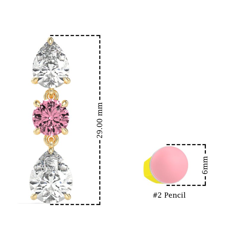 Pear Drop Three-Stone Dangling Earrings