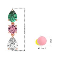 Pear Drop Three-Stone Dangling Earrings