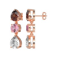 Pear Drop Three-Stone Dangling Earrings