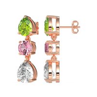 Pear Drop Three-Stone Dangling Earrings