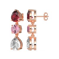 Pear Drop Three-Stone Dangling Earrings