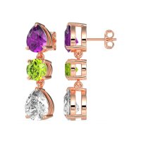 Pear Drop Three-Stone Dangling Earrings