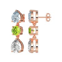Pear Drop Three-Stone Dangling Earrings