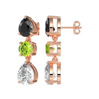 Pear Drop Three-Stone Dangling Earrings