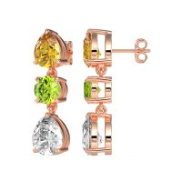 Pear Drop Three-Stone Dangling Earrings