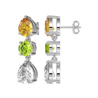 Pear Drop Three-Stone Dangling Earrings