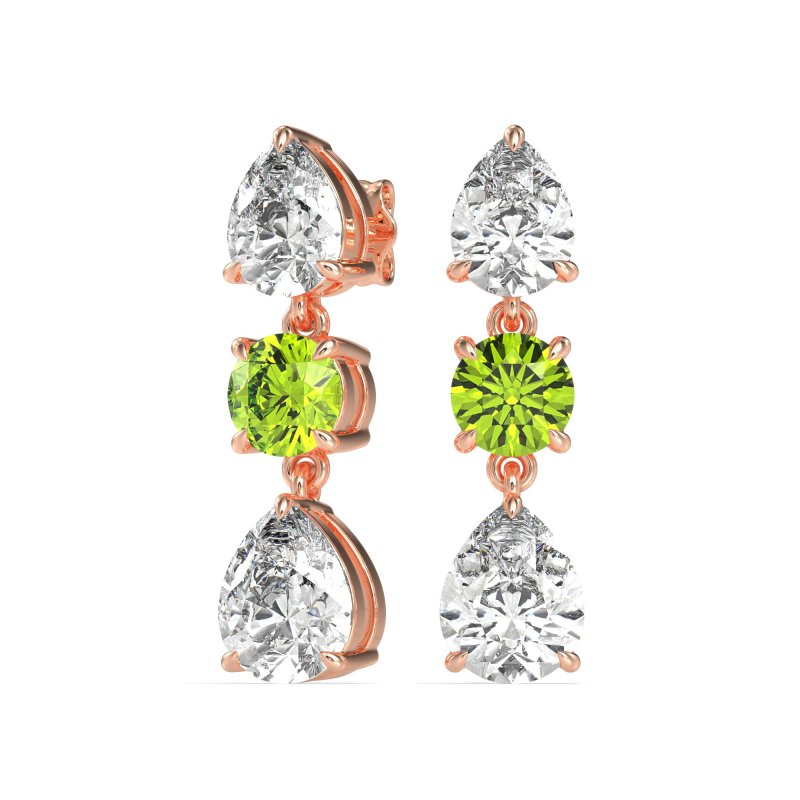 Pear Drop Three-Stone Dangling Earrings