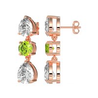Pear Drop Three-Stone Dangling Earrings