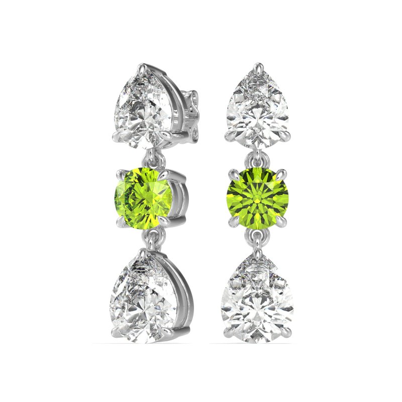 Pear Drop Three-Stone Dangling Earrings
