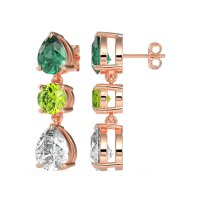Pear Drop Three-Stone Dangling Earrings