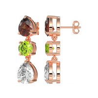 Pear Drop Three-Stone Dangling Earrings