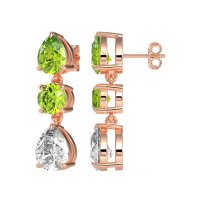 Pear Drop Three-Stone Dangling Earrings