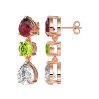 Pear Drop Three-Stone Dangling Earrings