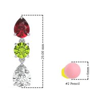 Pear Drop Three-Stone Dangling Earrings