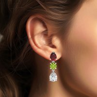 Pear Drop Three-Stone Dangling Earrings
