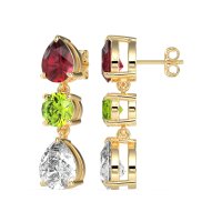 Pear Drop Three-Stone Dangling Earrings