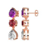 Pear Drop Three-Stone Dangling Earrings