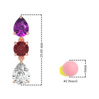 Pear Drop Three-Stone Dangling Earrings