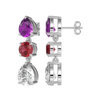 Pear Drop Three-Stone Dangling Earrings