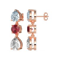 Pear Drop Three-Stone Dangling Earrings