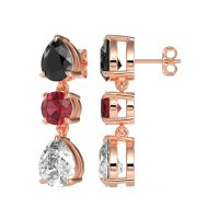 Pear Drop Three-Stone Dangling Earrings