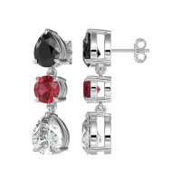 Pear Drop Three-Stone Dangling Earrings